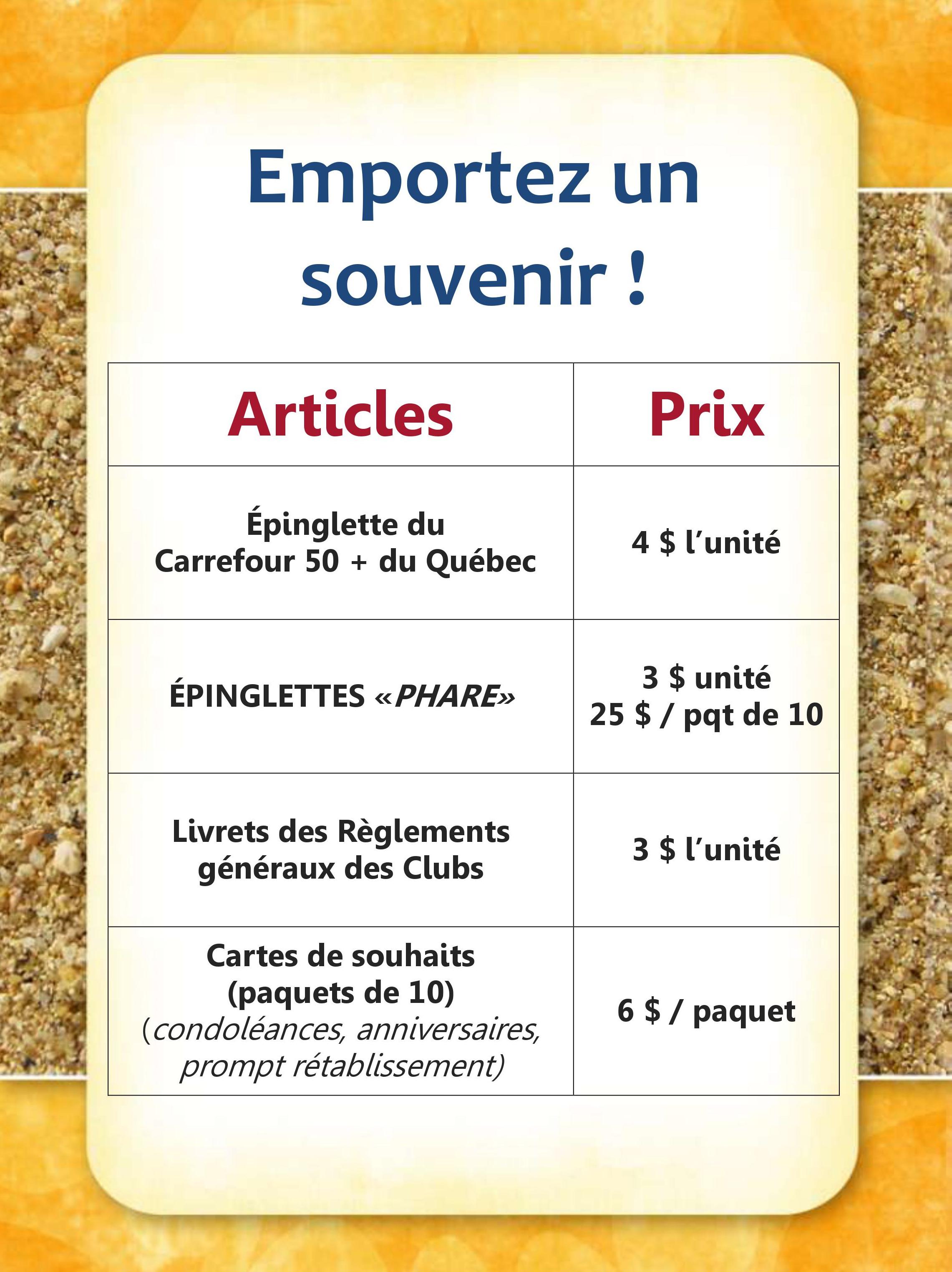Affiche ventes souvenirs 2019
